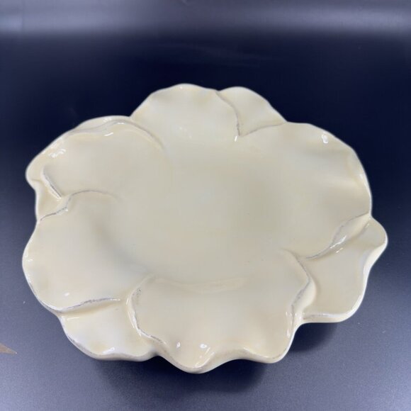 Roscher Flower Antique Butter Yellow Dish Plate 9inch Flower Shape Plate Set 3 - Picture 15 of 15